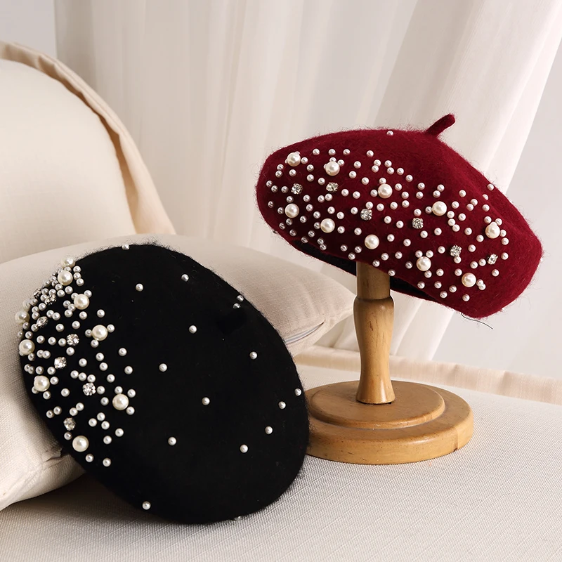 2024 Winter Wool Beret with Rh - Beret French Wool 评论和价格