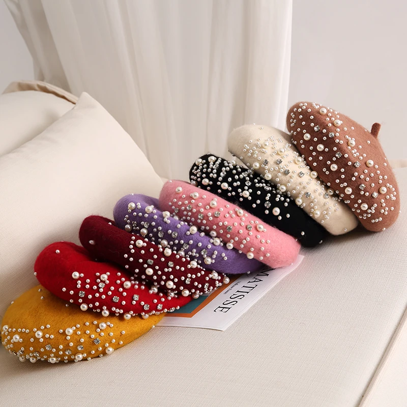 2024 Winter Wool Beret with Rh - Beret French Wool 评论和价格