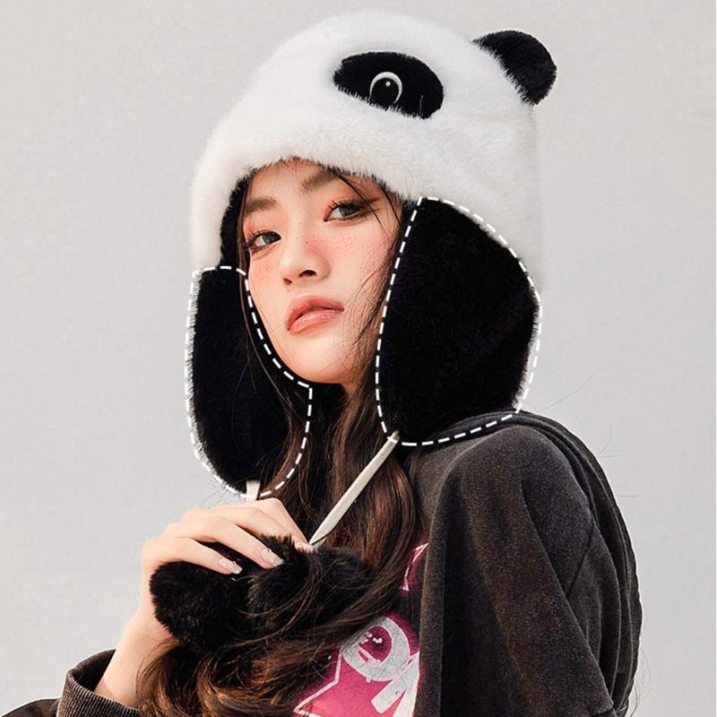 Panda Ear Hat Panda Earflap Ha - Winter Trapper Hat 评论和价格