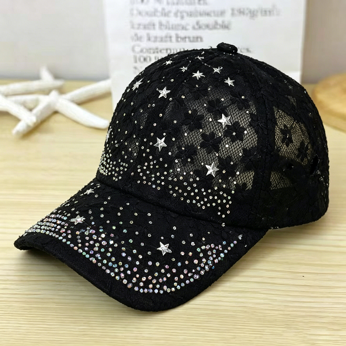 Shiny Rhinestone Lace Flower B - Baseball Cap Structured 评论和价格
