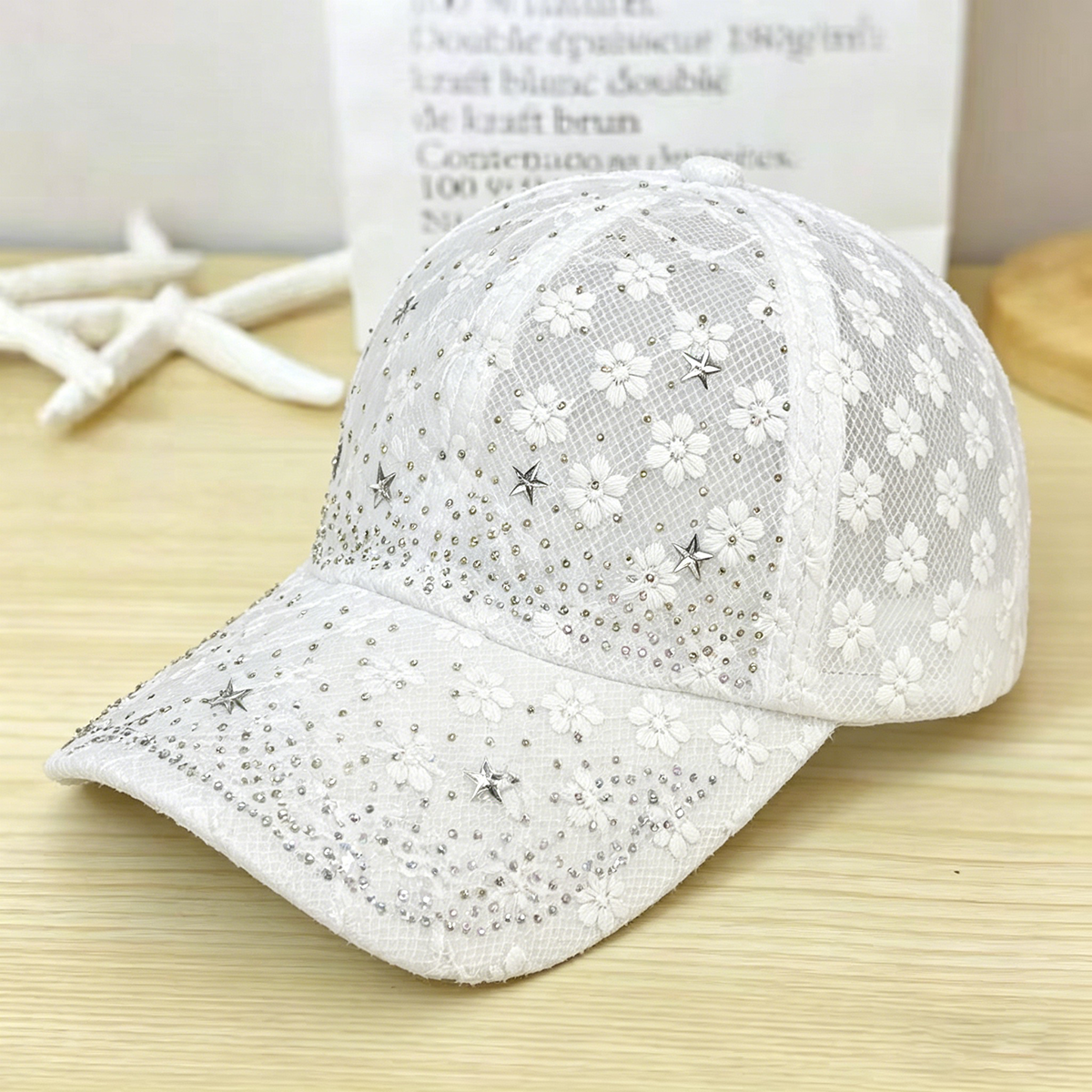 Shiny Rhinestone Lace Flower B - Baseball Cap Structured 评论和价格