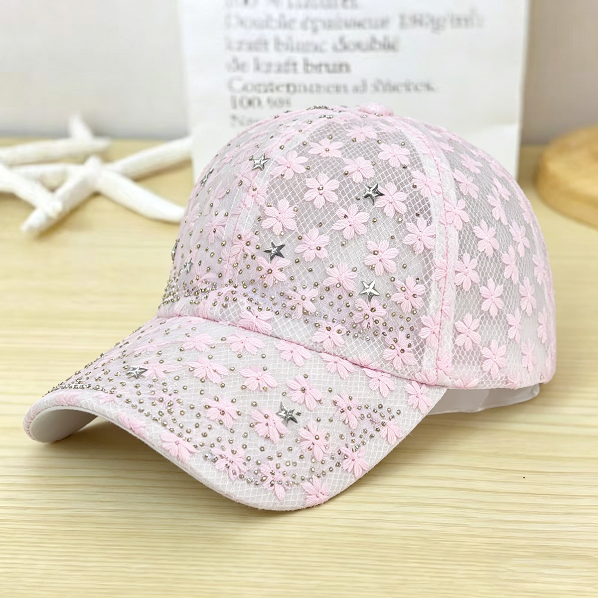 Shiny Rhinestone Lace Flower B - Baseball Cap Structured 评论和价格