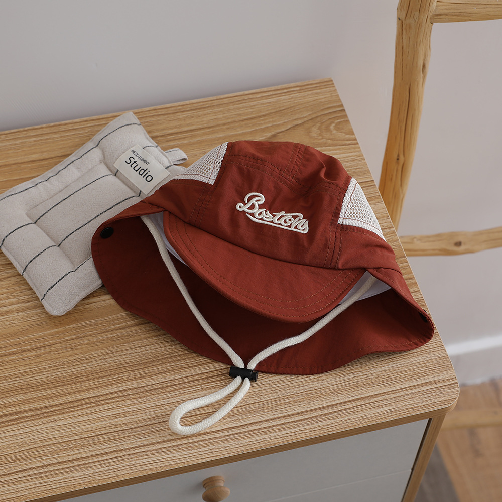 Letter Embroidered Baby Sun Ha - Bucket Hat Cotton 评论和价格