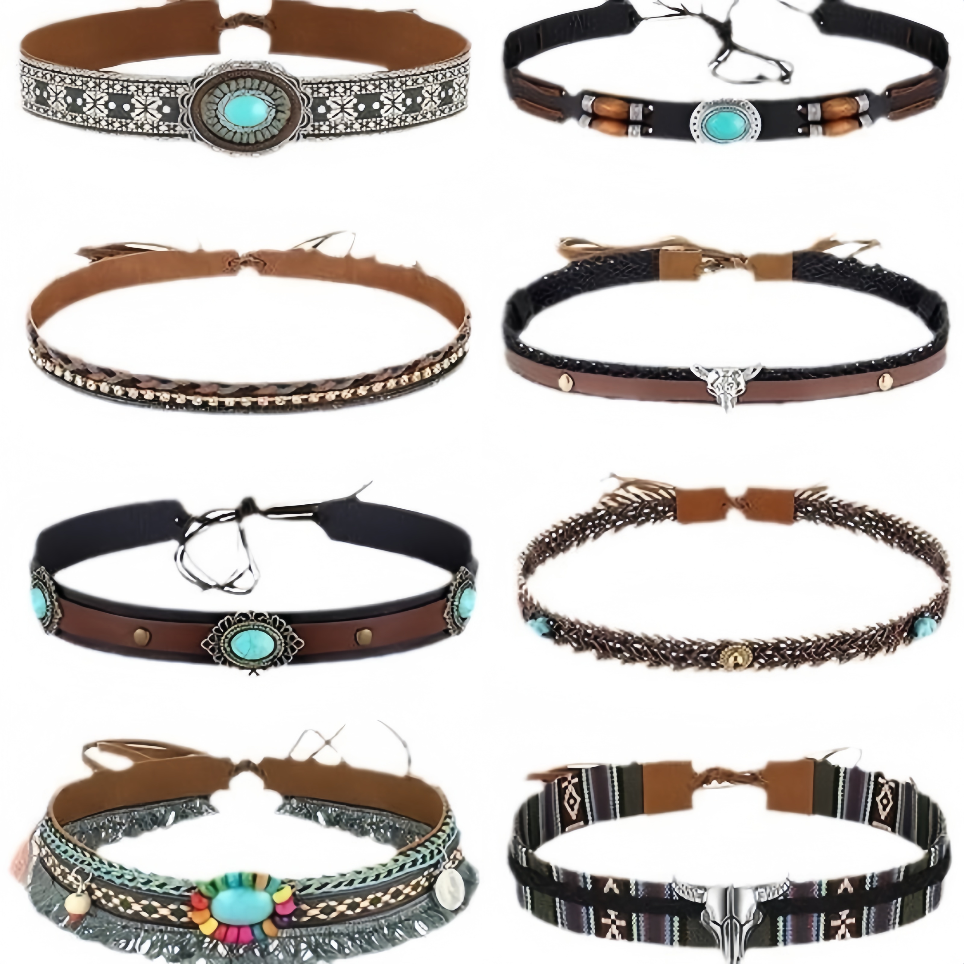 Retro Ethnic Style Belt, Headb - Cowboy Hat Straw 评论和价格