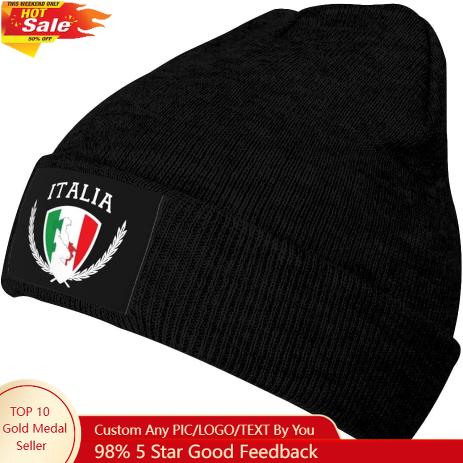 Italia Italy Italian Flag Knit - Beanie Cuffed Knit 评论和价格