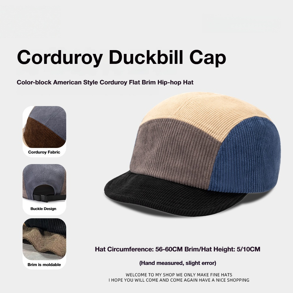 Unisex Vintage Color Block Cor - Corduroy Cap 5 Panel 评论和价格