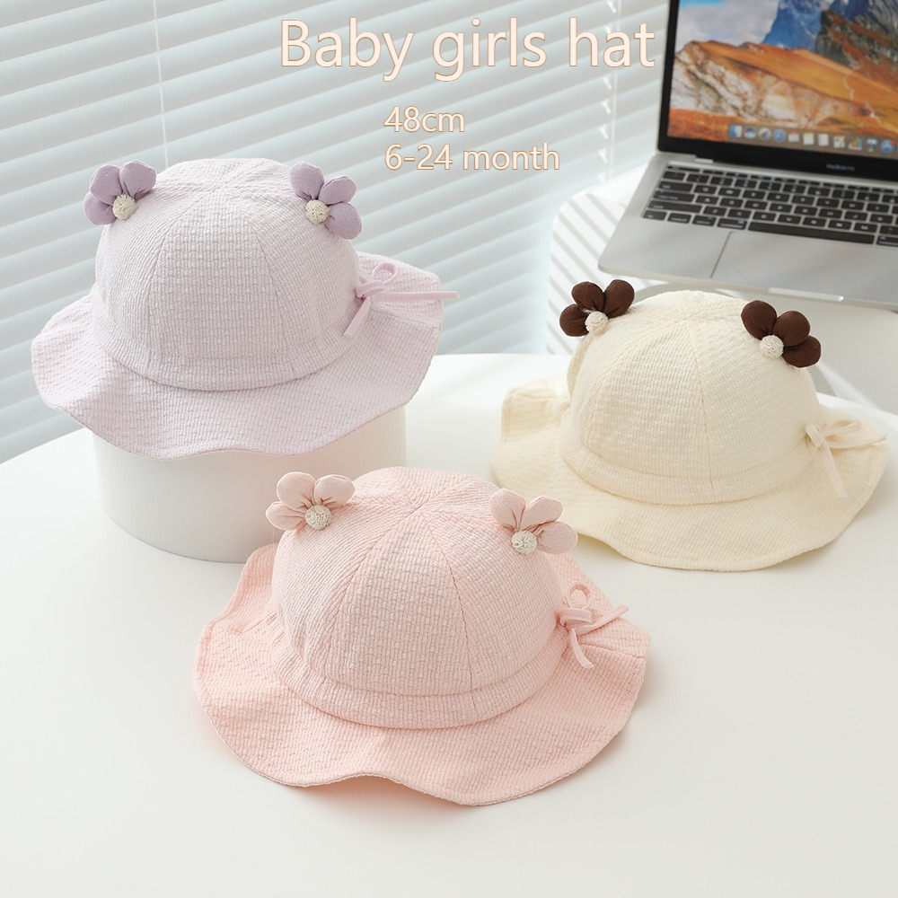 Baby Girls Sun Hat 48cm 6-24 M - Bucket Hat Cotton 评论和价格