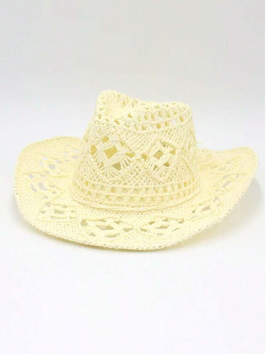 Unisex Straw Cowboy Hat With B - Cowboy Hat Straw 评论和价格
