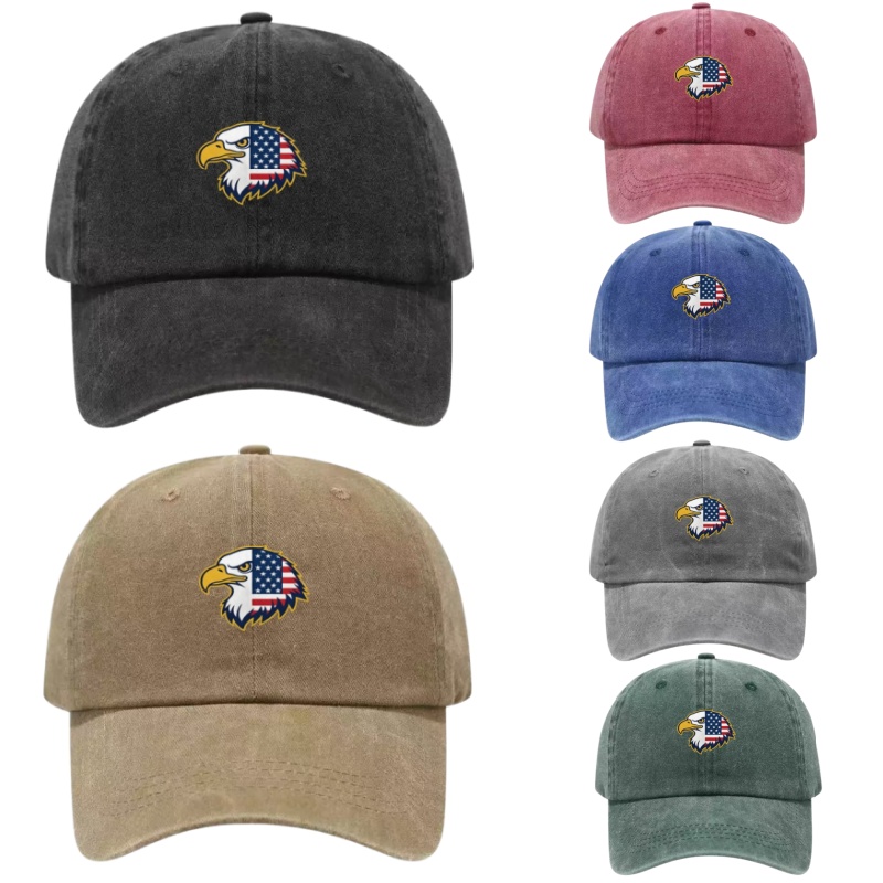 USA Bald Eagle Printed Washed  - Golf Cap Dad 评论和价格