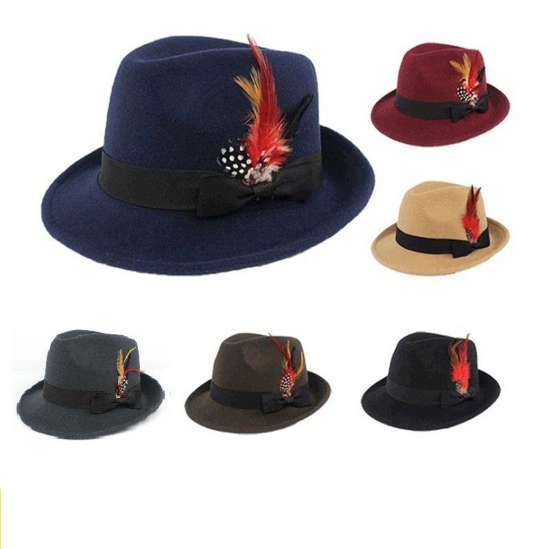 Hot-Selling Feather Top Hat Br - Fedora Hat Wool 评论和价格